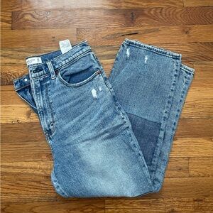 Abercrombie patchwork ankle straight ultra high rise jeans